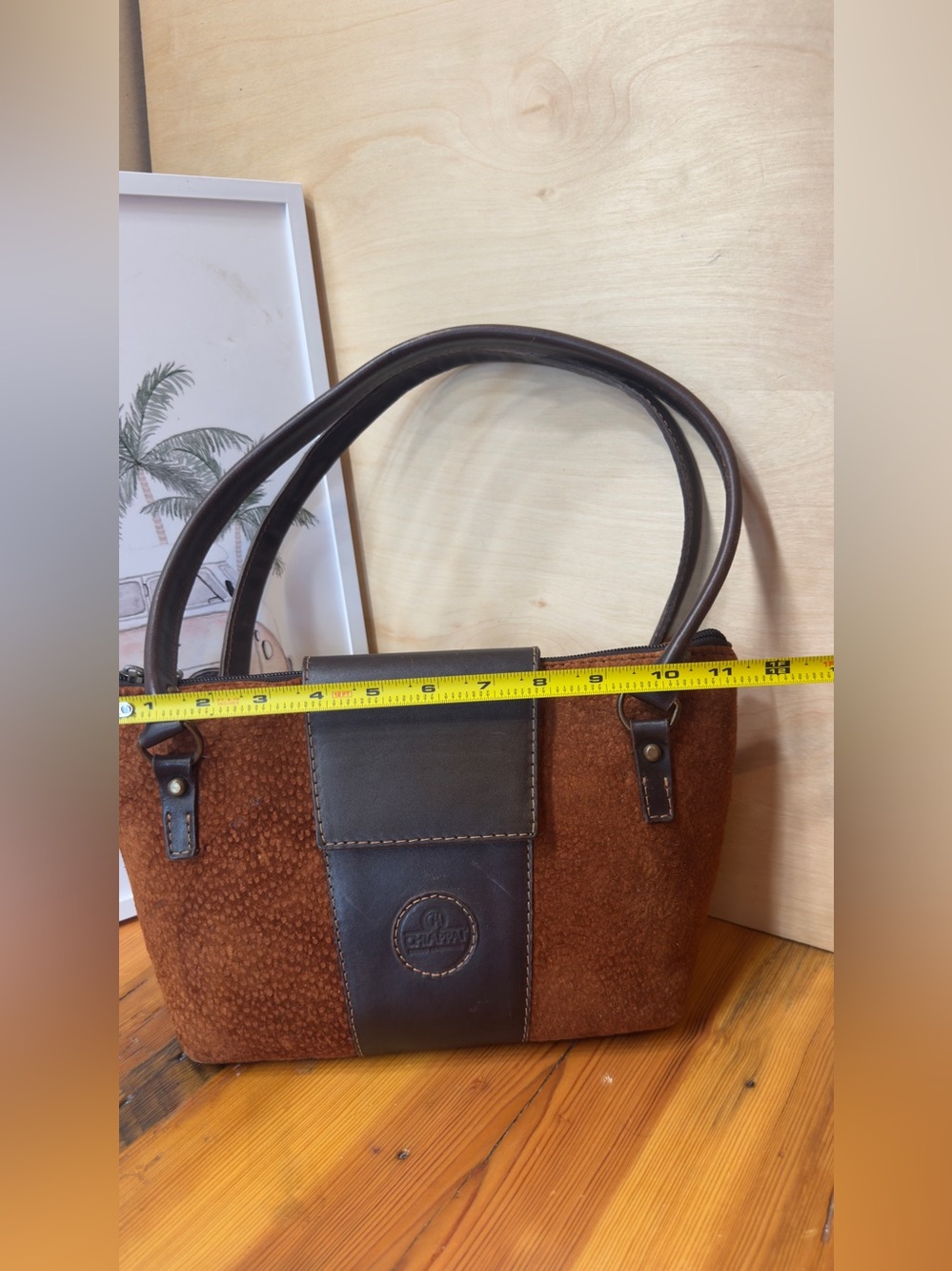 Chappai made Argentina Suede and Leather Trim Shoulder Bag in Brown - Picture 6 of 8